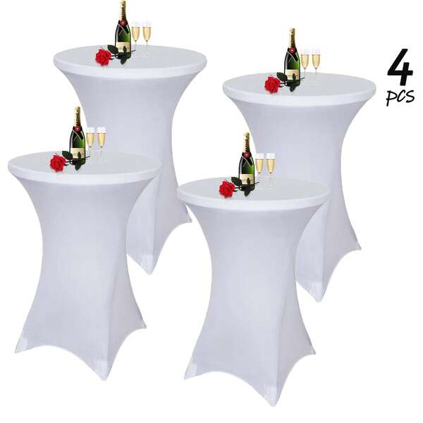 4PCS Spandex Cocktail Tablecloth, 110x80cm, Fitted For High-Leg Tables, Round Tablecloth, Reusable, Suitable For Parties, Weddings, Event Decorations,Wedding Decor, Party Supplies,Birthday