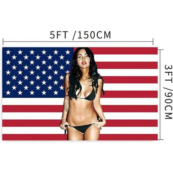 Megan FOox American FlagPersonalize 3'x5' Flag, Megan Fox US Tapestry Men's RoomFlag, Girl Flag Durable Polyester ForIndoor/Outdoor Display Decor Decoration